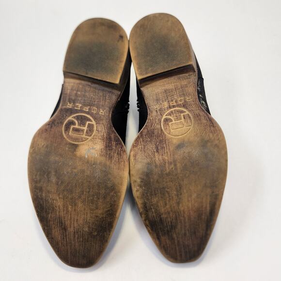 Roper Sofia Black Snip Toe Western Ankle Boots Booties Women Size 7.5 Side Zip - Picture 9 of 9